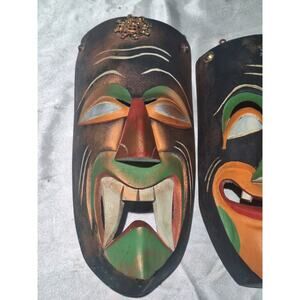 Mid Mask Handmade | Art | Vintage Mexican Folk Art Jeweled Carved Wood Wall ...